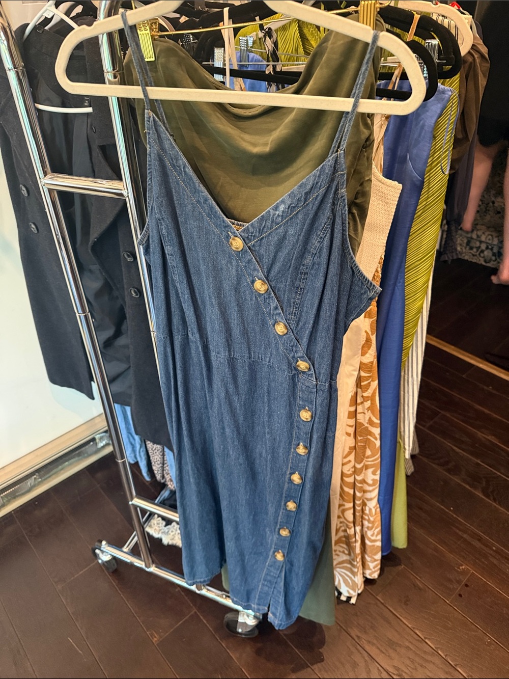 Universal Thread Blue Denim Button-Front Midi Dress